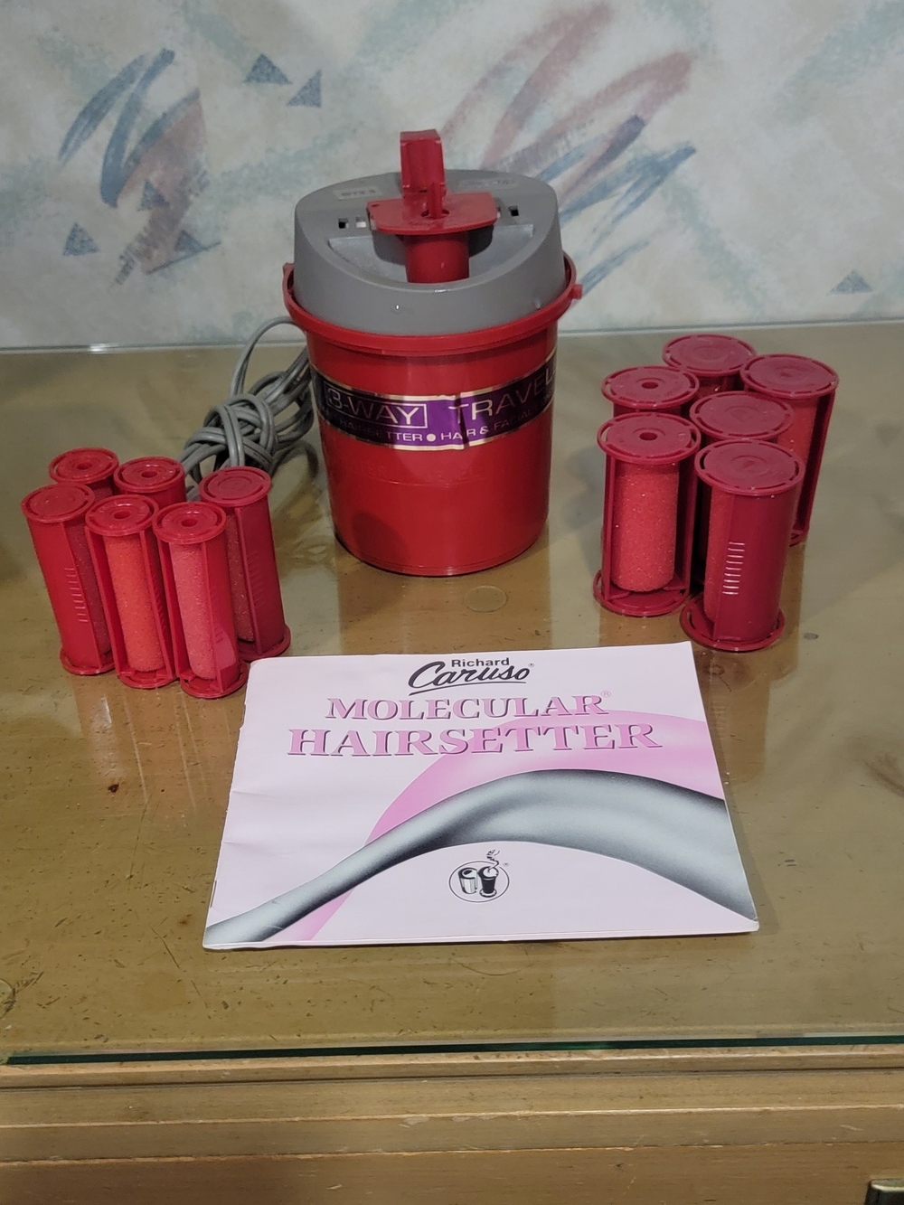 Caruso Red Molecular Steam Hairsetter with Matching Red Rollers